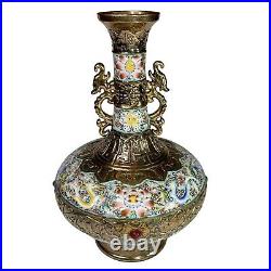 Large 17 Chinese Porcelain Vase With Gilding & Qianlong Period Design Cloisonné