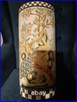 Large 18.5 Unmarked Chinese Export Baluster Floor Standing Vase Peacock