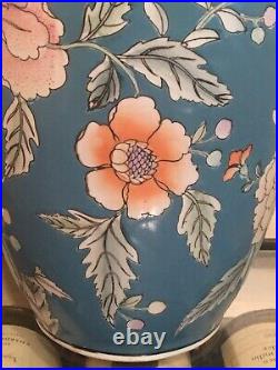 Large 18 Chinese Blue Enamel Floral Porcelain Qing Qianlong Nian Zhi Vase