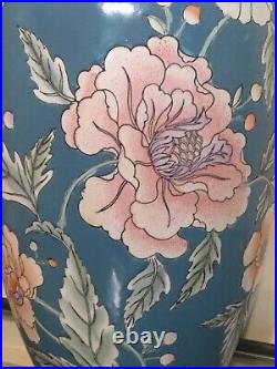 Large 18 Chinese Blue Enamel Floral Porcelain Qing Qianlong Nian Zhi Vase