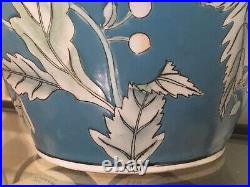 Large 18 Chinese Blue Enamel Floral Porcelain Qing Qianlong Nian Zhi Vase