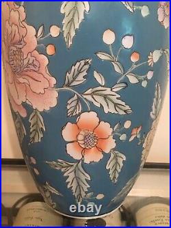 Large 18 Chinese Blue Enamel Floral Porcelain Qing Qianlong Nian Zhi Vase