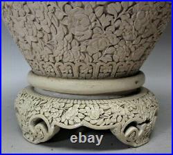Large 19th C. CHINESE QING DYNASTY WHITE CINNABAR Ginger Jar c. 1900 or earlier
