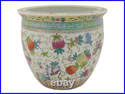 Large 19th Century Chinese Export Famille Rose Cache Pot Fish Bowl Planter