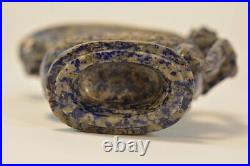 Large 19th Century Chinese Libation Cup, Fine Blue Lapis Stone Carving