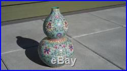 Large 19th Century Daoguang Jiaqing Chinese Famille Rose Turquoise Vase