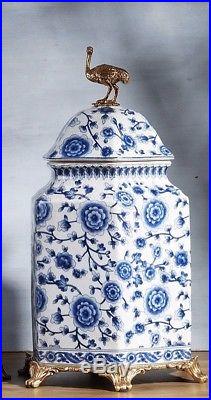 Large 38 cm Chinoiserie jar Blue and White Chinese Porcelain Ginger Jar