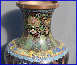 Large 40CM Chinese GUANGXU Cloisonne Enamel Pair Vase with FIVE FINGER DRAGON