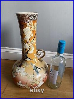 Large 40 cm Oriental Chinese Vase Birds Flowers Blossom IN NEED OF RESTORATION