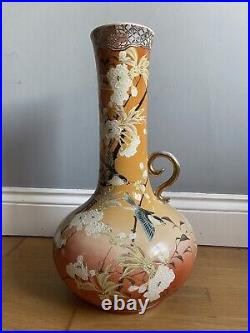 Large 40 cm Oriental Chinese Vase Birds Flowers Blossom IN NEED OF RESTORATION