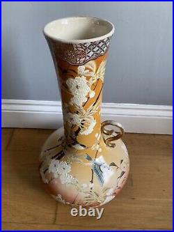 Large 40 cm Oriental Chinese Vase Birds Flowers Blossom IN NEED OF RESTORATION