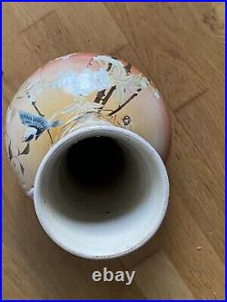 Large 40 cm Oriental Chinese Vase Birds Flowers Blossom IN NEED OF RESTORATION