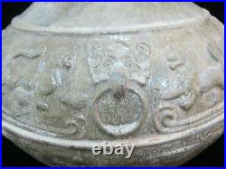 Large ANTIQUE Chinese LION Han Dynasty YUE WARE 15 Tall Jar Pottery Vase