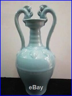 Large Amazing Chinese Blue Glaze Porcelain Vases Pot Marks YongZheng 20.5H