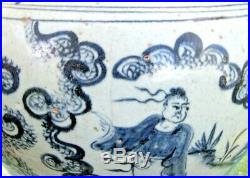Large Antique Asian Blue And White Porcelain Pottery Vase / Chinese / Japanese