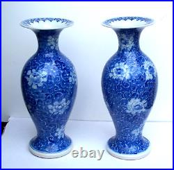 Large Antique CHINESE Blue & White VASES Prunus Blossom QING ginger jars