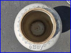 Large Antique Chinese Blue & White Ceramic Lidded Temple Jar Plum China 17 3/4