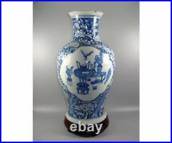 Large Antique Chinese Blue and White'Bogu' Vase Daoguang Period 19th C