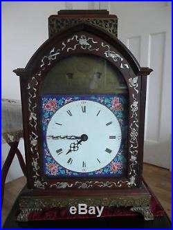 Large Antique Chinese Bracket Clock MOP Inlaid Marked Signed Early Qing Dynasty
