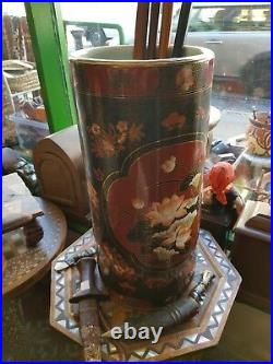 Large Antique Chinese Ceramic Pottery Vase/ Plant Pot Hand Painted H 49 cm