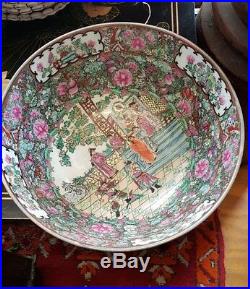 Large Antique Chinese Ceramic bowl famille rose