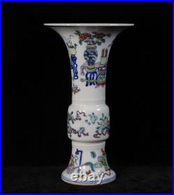 Large Antique Chinese DouCai Hand Painting Porcelain Vase QianLong Marked