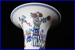 Large Antique Chinese DouCai Hand Painting Porcelain Vase QianLong Marked