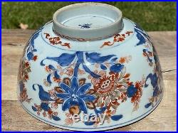 Large Antique Chinese Export Blue Red Gilded Imari Porcelain Bowl Kangxi 17 C