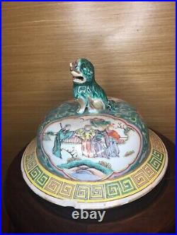 Large Antique Chinese Famille Rose Vase Cover
