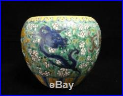 Large Antique Chinese Hand Painting Dragons Porcelain Jar Pot Marked KangXi