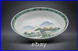 Large Antique Chinese Porcelain Bowl Famille Verte Landscape Late 20th C. No. #1