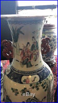 Large Antique Chinese Porcelain Famille Vase
