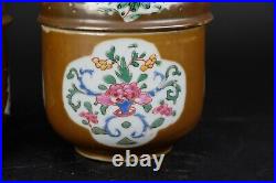 Large Antique Chinese Porcelain Jars 18th C Famille Rose Batavia 13.5 cm