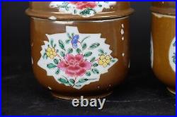 Large Antique Chinese Porcelain Jars 18th C Famille Rose Batavia 13.5 cm