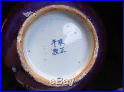Large Antique Chinese Sang De Boeuf Flambe Vase Signed Yongzheng 1723-1735
