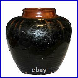 Large Antique Chinese Yuan Ming Dynasty Storage Jar Vase Iron Hare's Fur Glaze