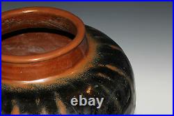 Large Antique Chinese Yuan Ming Dynasty Storage Jar Vase Iron Hare's Fur Glaze