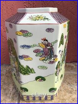 Large Antique Chinese hexagonal Porcelain Jar 12