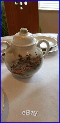 Large Antique Japanese Porcelain Kutani Tashiro Tea Set 1912