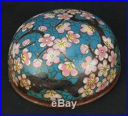Large Antique Japanese or Chinese Cloisonné Lidded Urn / Vase With Flower Tree