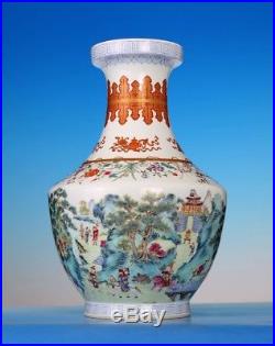 Large Antique Old China Qing Dynasty Enamel Porcelain Vase QianLong Marked FA121