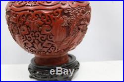 Large Beautiful Cinnabar Chinese Vase