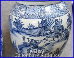 Large Blue And White Porcelain Urns Vases Pots Kangxi