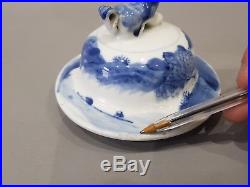 Large Chinese 19th C Porcelain Blue & White Vase Jar LID / Cover