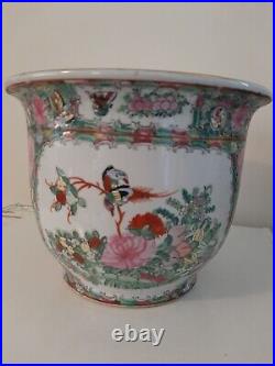 Large Chinese 6 Characters Marked Famille Bird, Butterflies & Flowers Pattern