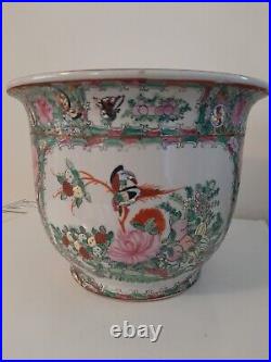 Large Chinese 6 Characters Marked Famille Bird, Butterflies & Flowers Pattern