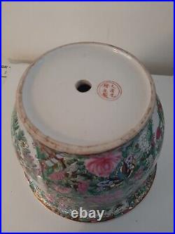 Large Chinese 6 Characters Marked Famille Bird, Butterflies & Flowers Pattern