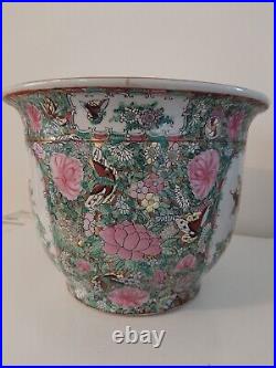 Large Chinese 6 Characters Marked Famille Bird, Butterflies & Flowers Pattern