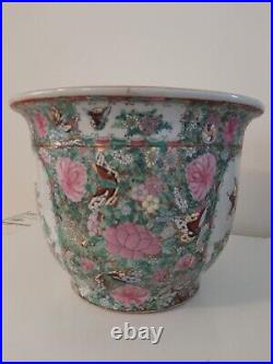 Large Chinese 6 Characters Marked Famille Bird, Butterflies & Flowers Pattern