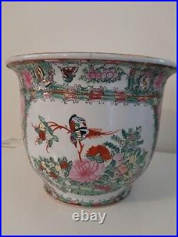 Large Chinese 6 Characters Marked Famille Bird, Butterflies & Flowers Pattern